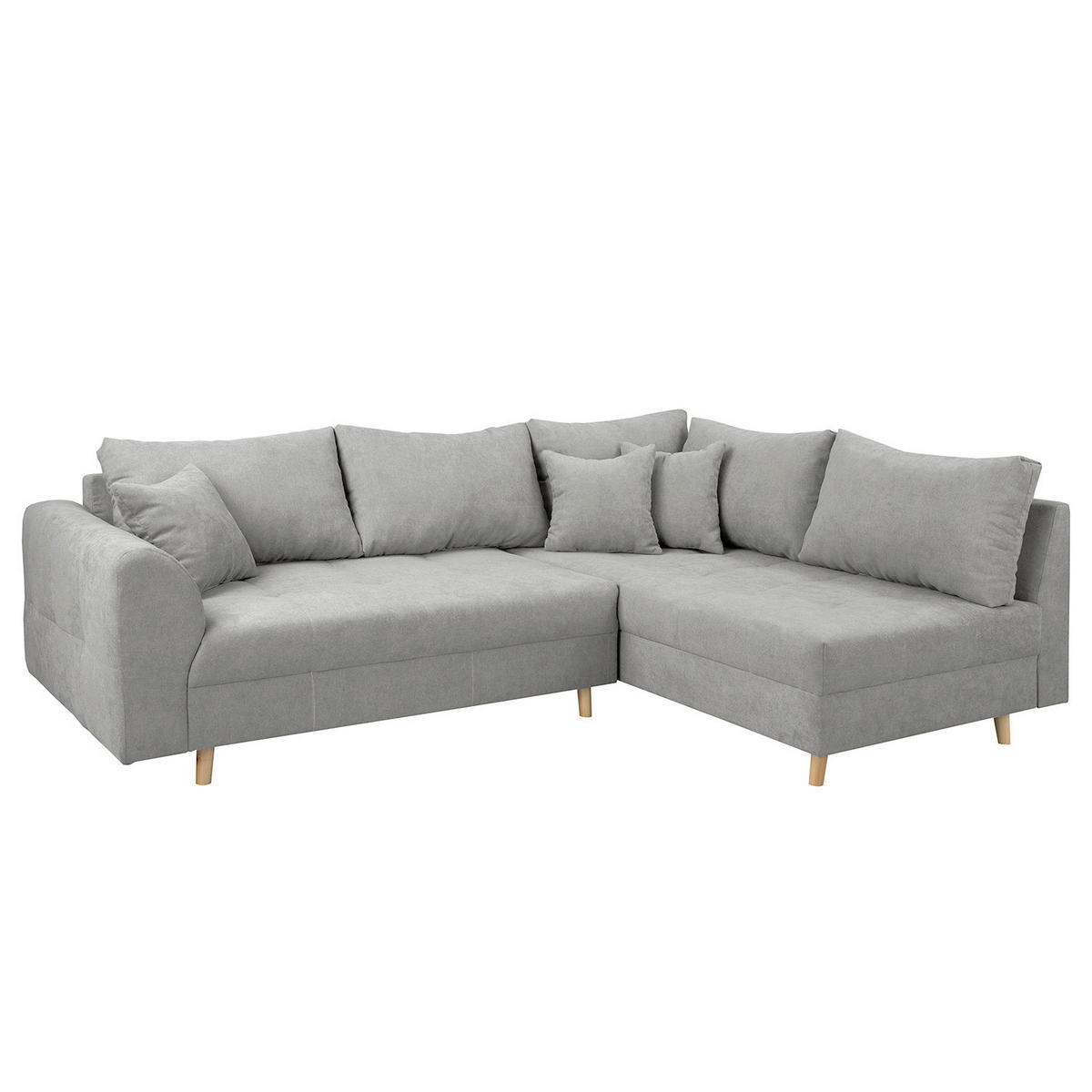 ECKSOFA inkl. Hocker Ariella Grau Mikrofaser  - Naturfarben/Grau, Design, Holz/Textil (161/231cm) - Livetastic