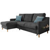 ECKSOFA Mikrofaser Schwarz  - Blau/Schwarz, Design, Holz/Textil (150/228cm) - MID.YOU