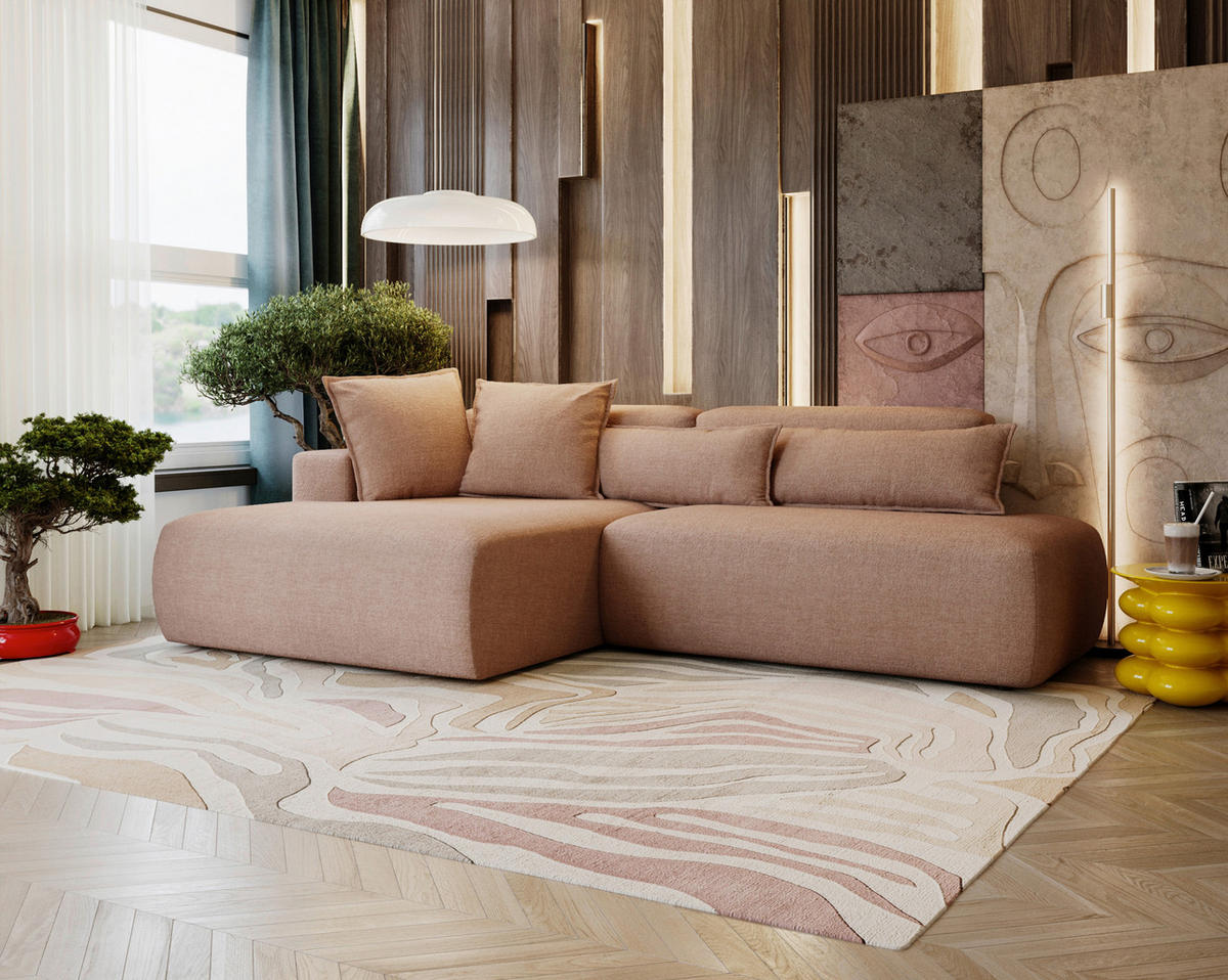 ECKSOFA Chenille Braun  - Schwarz/Braun, Design, Kunststoff/Textil (160/284cm) - Livetastic