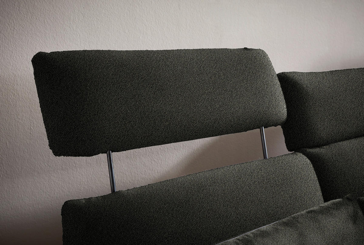 ECKSOFA in Flachgewebe Schwarz  - Schwarz, Design, Textil/Metall (259/152cm) - Dieter Knoll