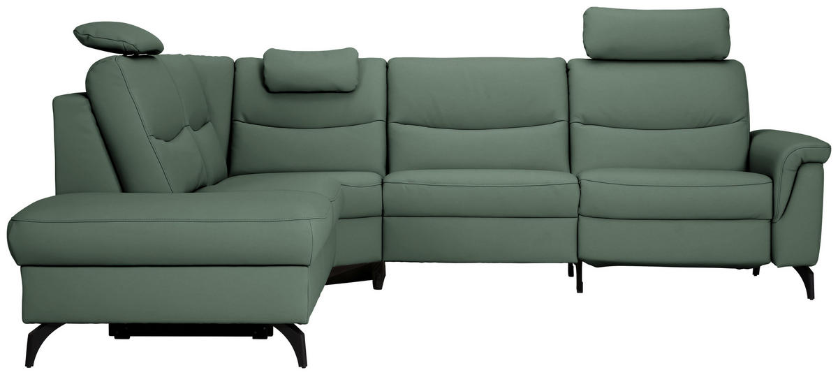 ECKSOFA in Echtleder Waldgrün  249/280 cm  - Waldgrün/Anthrazit, Design, Leder/Metall (249/280cm) - Himolla Komfortklass