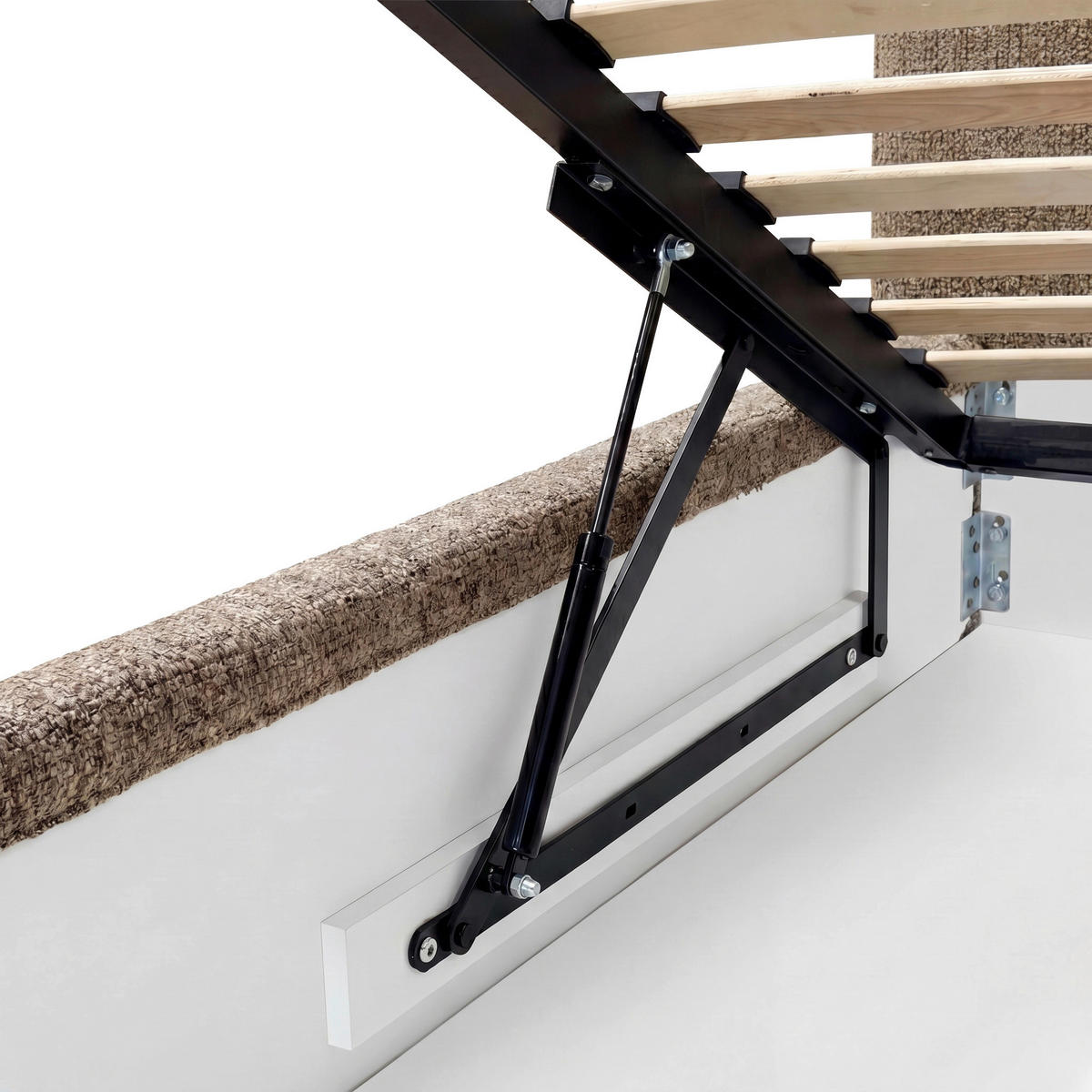 POLSTERBETT 180/200 cm,  in Taupe, gepolstertes Kopfteil, Lattenrost, Bettkasten,  - Taupe/Schwarz, MODERN, Holz/Textil (180/200cm) - Livetastic