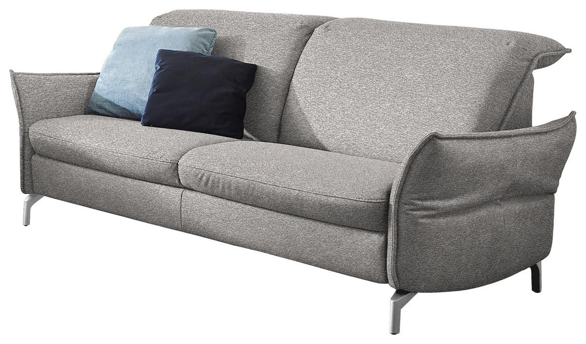 2,5-SITZER in Chenille Grau, Weiss  - Weiss/Grau, Modern, Textil/Metall (185/89/109cm) - Livetastic