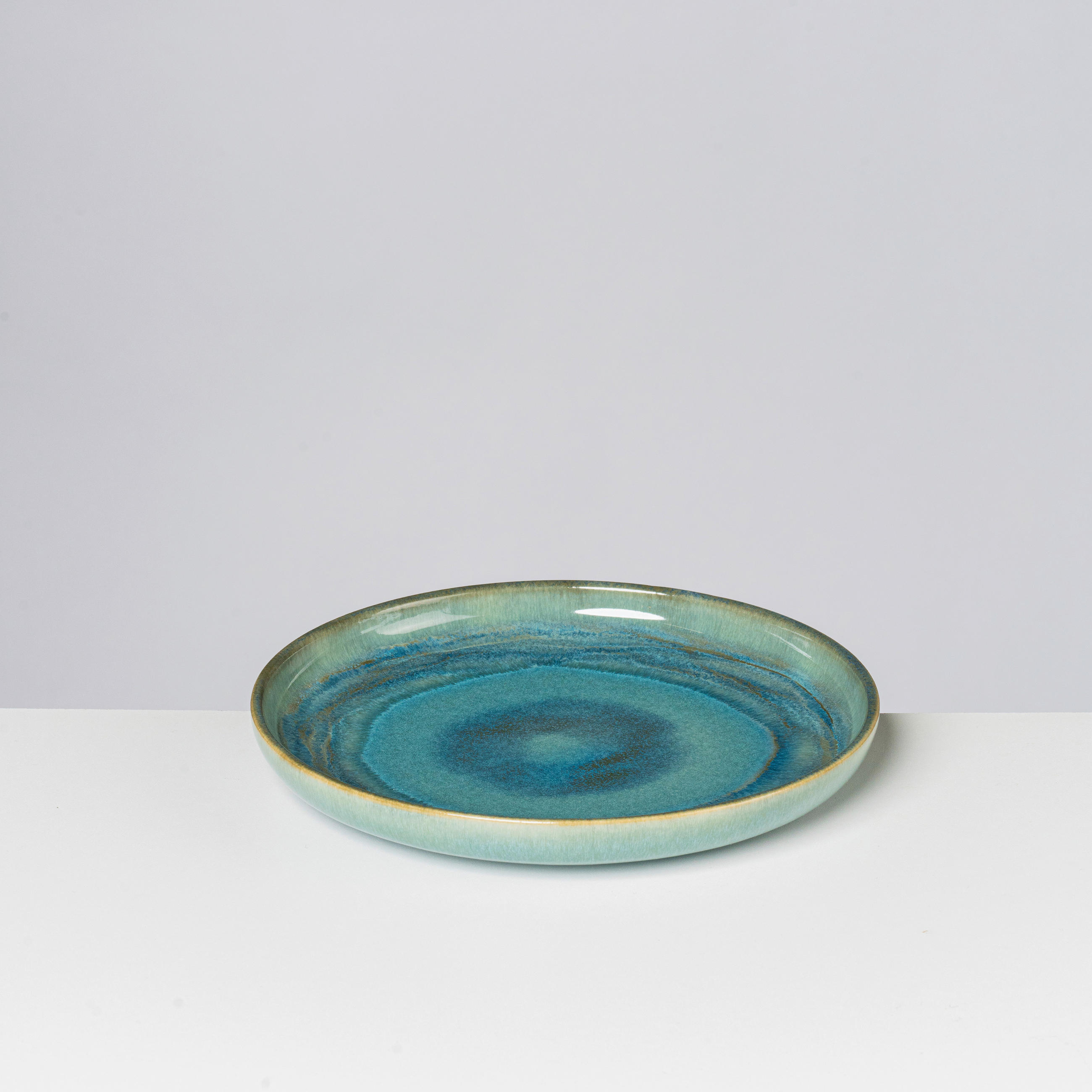 DESSERTTELLERSET Blau, Grün 4-teilig TIEFER SEE  - Blau/Grün, Basics, Keramik (22/2,6cm) - Gipfelstück