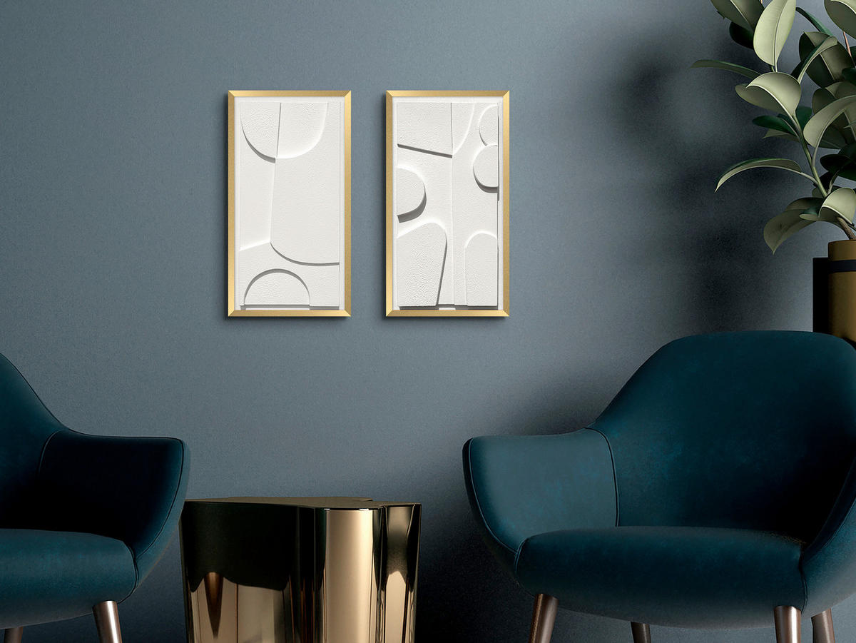 ORIGINALBILD Abstraktes 30/55 cm  - Goldfarben/Weiß, Trend, Holzwerkstoff/Kunststoff (30/55cm) - Monee
