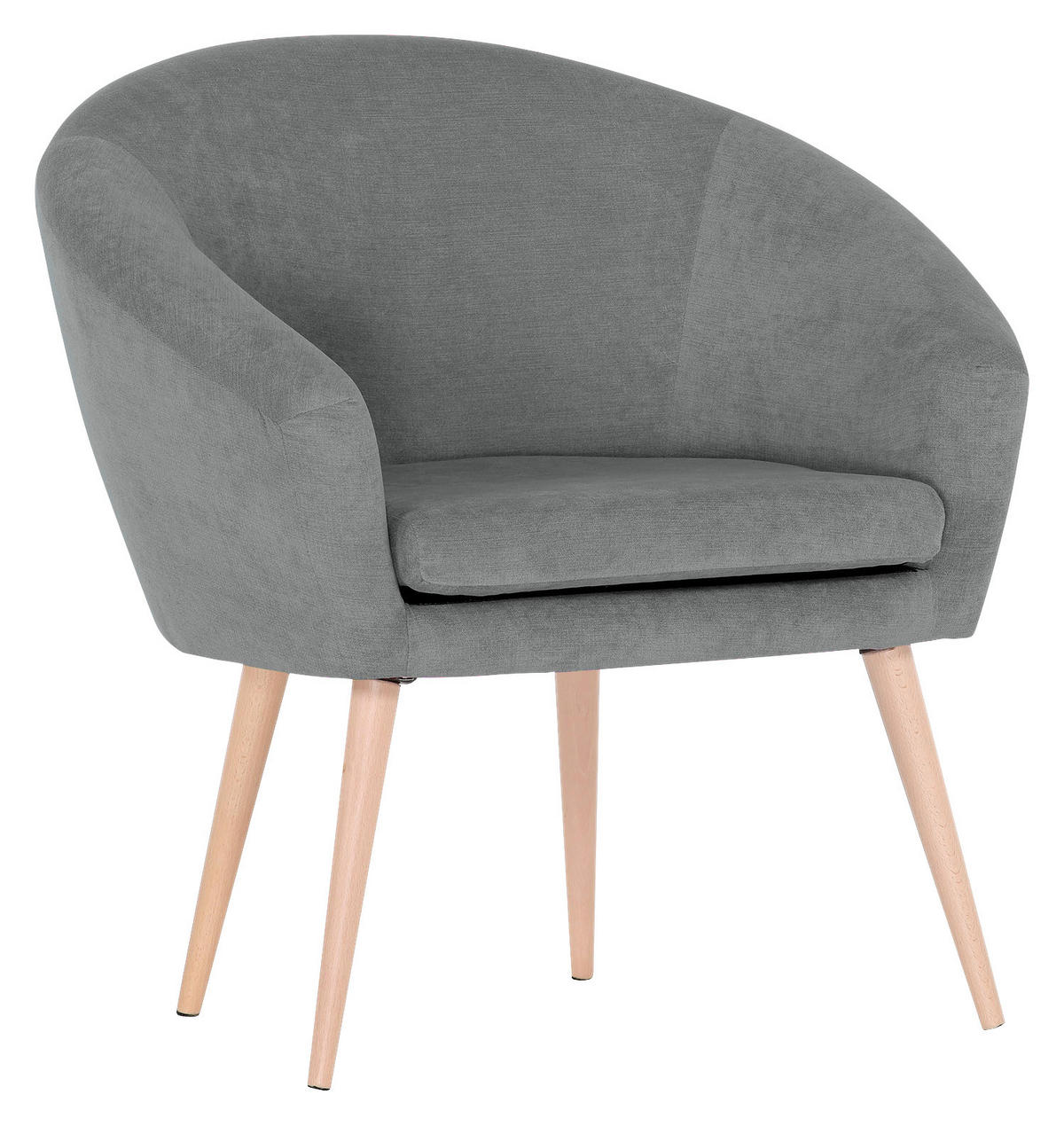 SESSEL Mikrofaser Grau    - Naturfarben/Grau, Design, Holz/Textil (73/73/66cm) - Carryhome