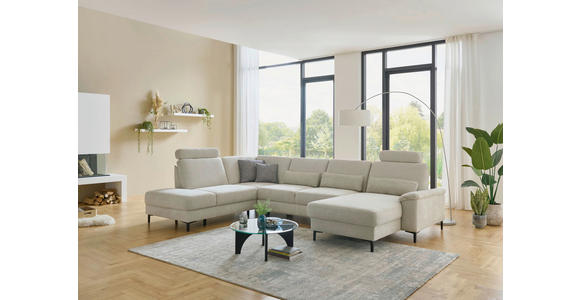 WOHNLANDSCHAFT Dieter Knoll Greige Chenille  - Greige/Schwarz, Design, Textil/Metall (235/349/175cm) - Dieter Knoll