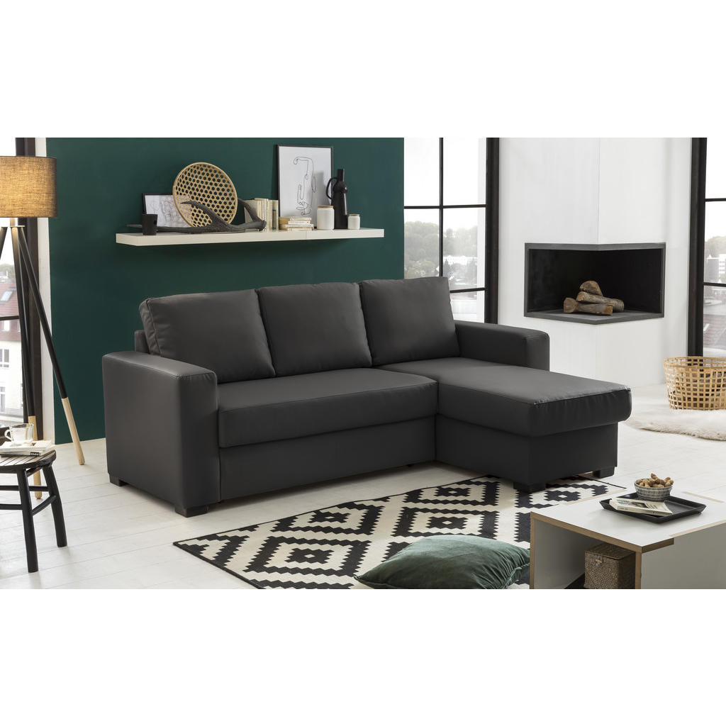 Thumbnail - Mid.you Ecksofa, Dunkelgrau, Textil, 4-Sitzer, L-Form, links montierbar, rechts montierbar, 220x150 cm, Liegefunktion, R...