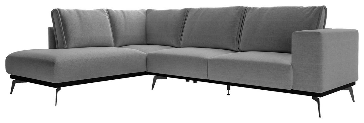 ECKSOFA in beflockt Dunkelgrau  - Dunkelgrau/Schwarz, Design, Holz/Textil (200/293cm) - MID.YOU