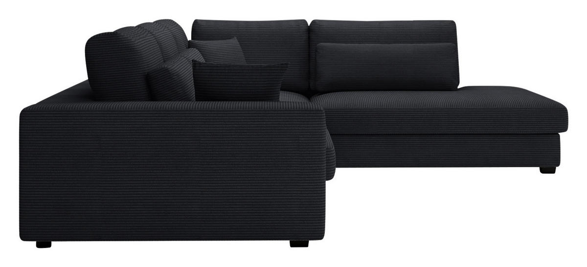 ECKSOFA in Cord Schwarz  - Schwarz, Konventionell, Kunststoff/Textil (314/250cm) - Carryhome