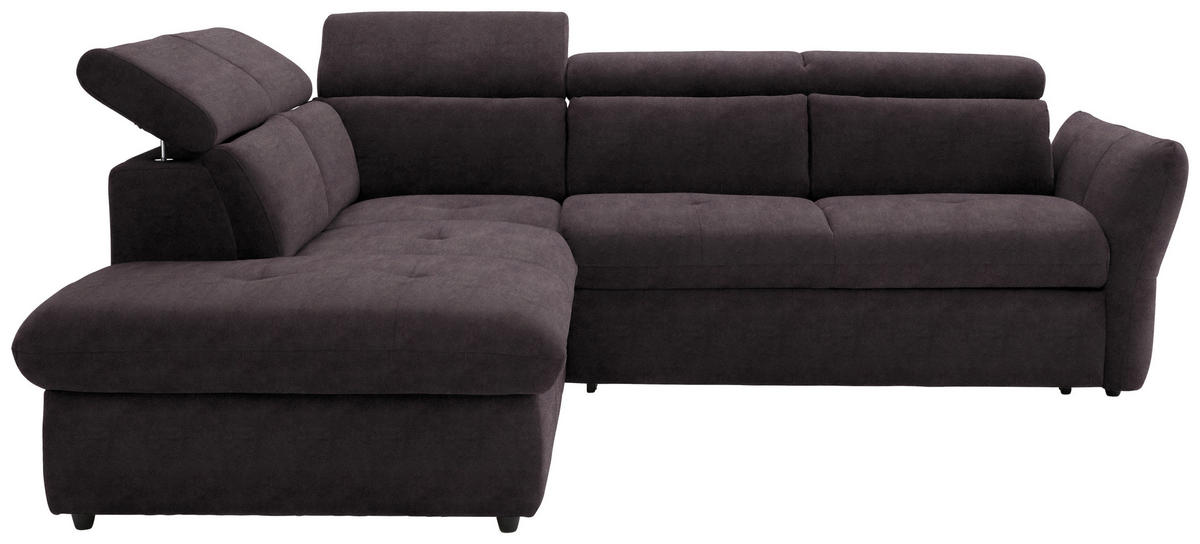 ECKSOFA  in Mikrofaser Dunkelbraun  224/254 cm  - Dunkelbraun/Schwarz, Design, Kunststoff/Textil (224/254cm) - Stylife