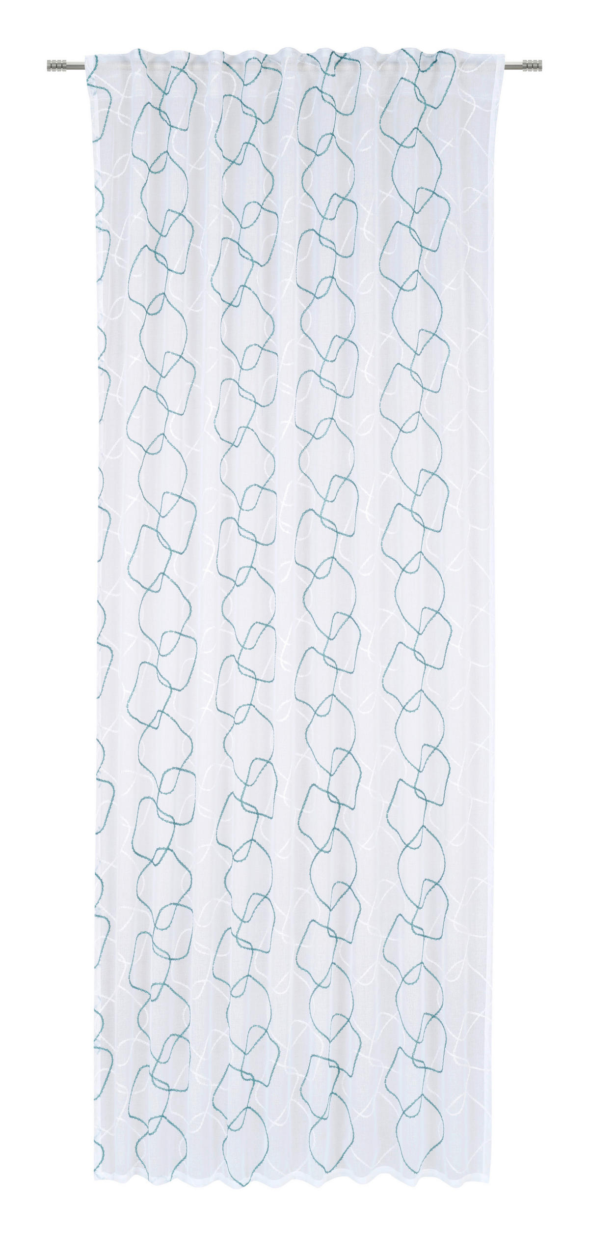 GOTOVA ZAVJESA bijela, boje petroleja  140/245 cm  - bijela/boje petroleja, Konvencionalno, tekstil (140/245cm) - Esposa