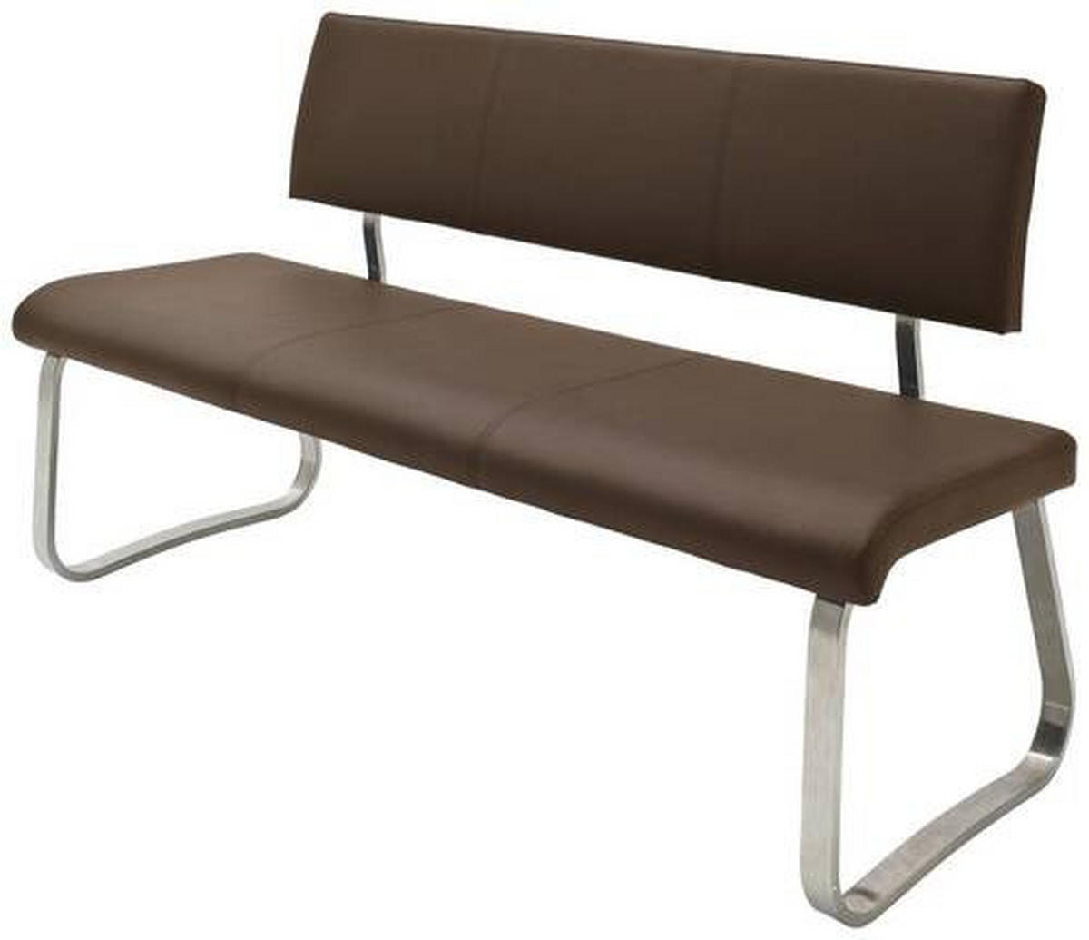 SITZBANK 175/86/59 cm Echtleder Braun, Edelstahlfarben  - Edelstahlfarben/Braun, Design, Leder/Metall (175/86/59cm) - Livetastic