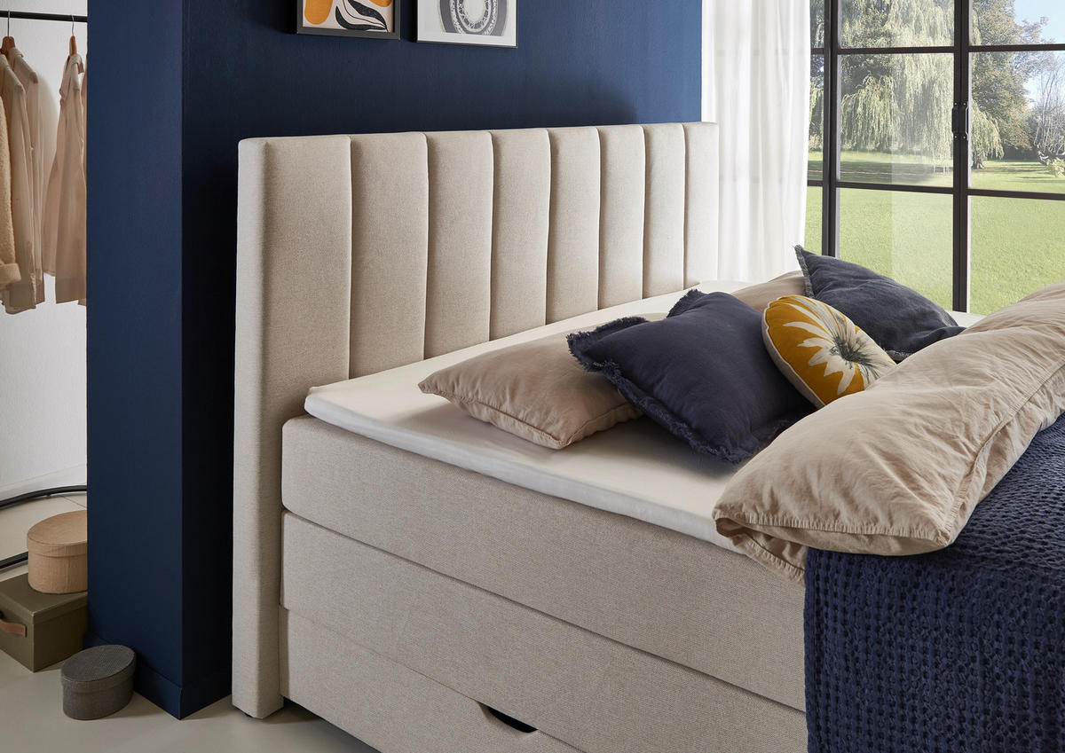 BOXBETT 180/200 cm  in Beige  - Beige/Schwarz, Basics, Holz/Textil (180/200cm) - Boxxx