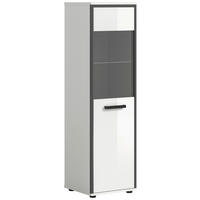 MIDISCHRANK 40/139/34 cm  - Weiß Hochglanz/Schwarz, MODERN, Glas/Holzwerkstoff (40/139/34cm) - MID.YOU