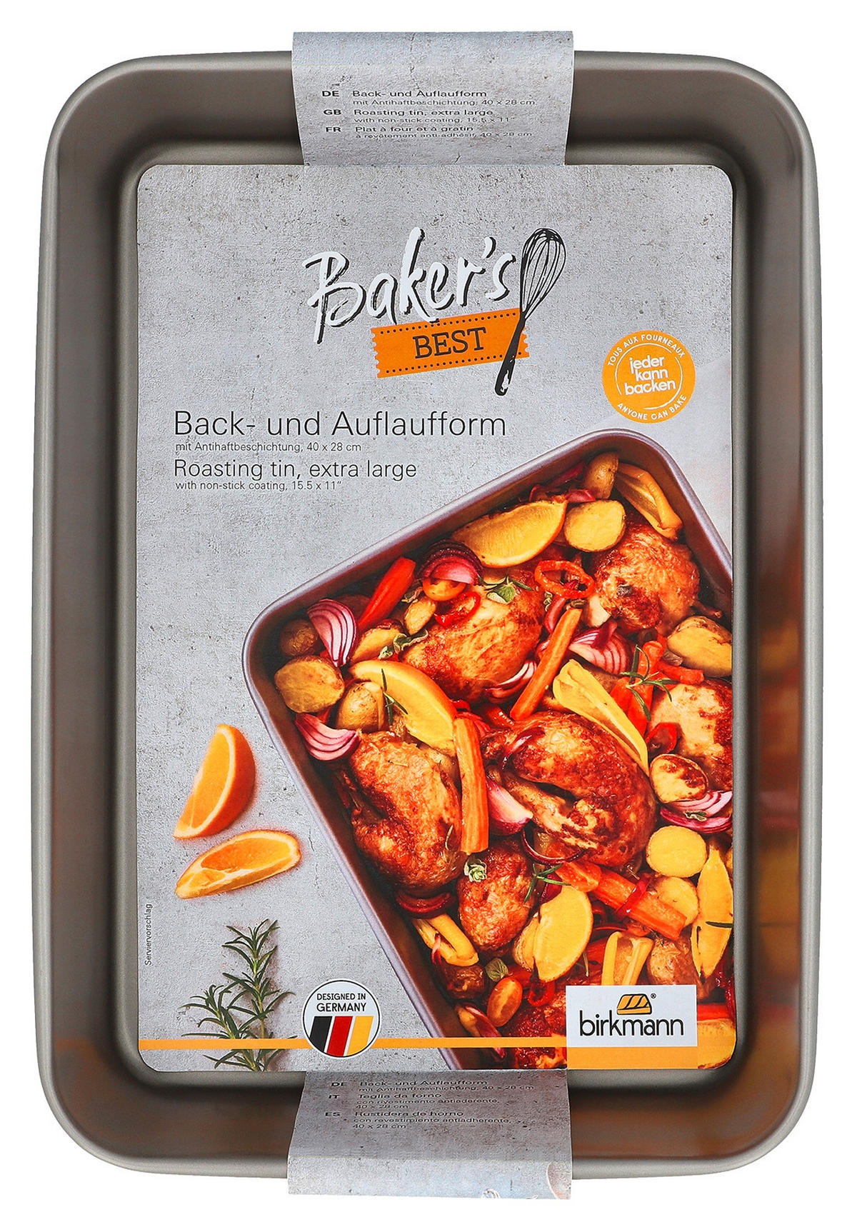 UGNSFORM   - grå, Basics, metall (28/40/8cm) - Birkmann