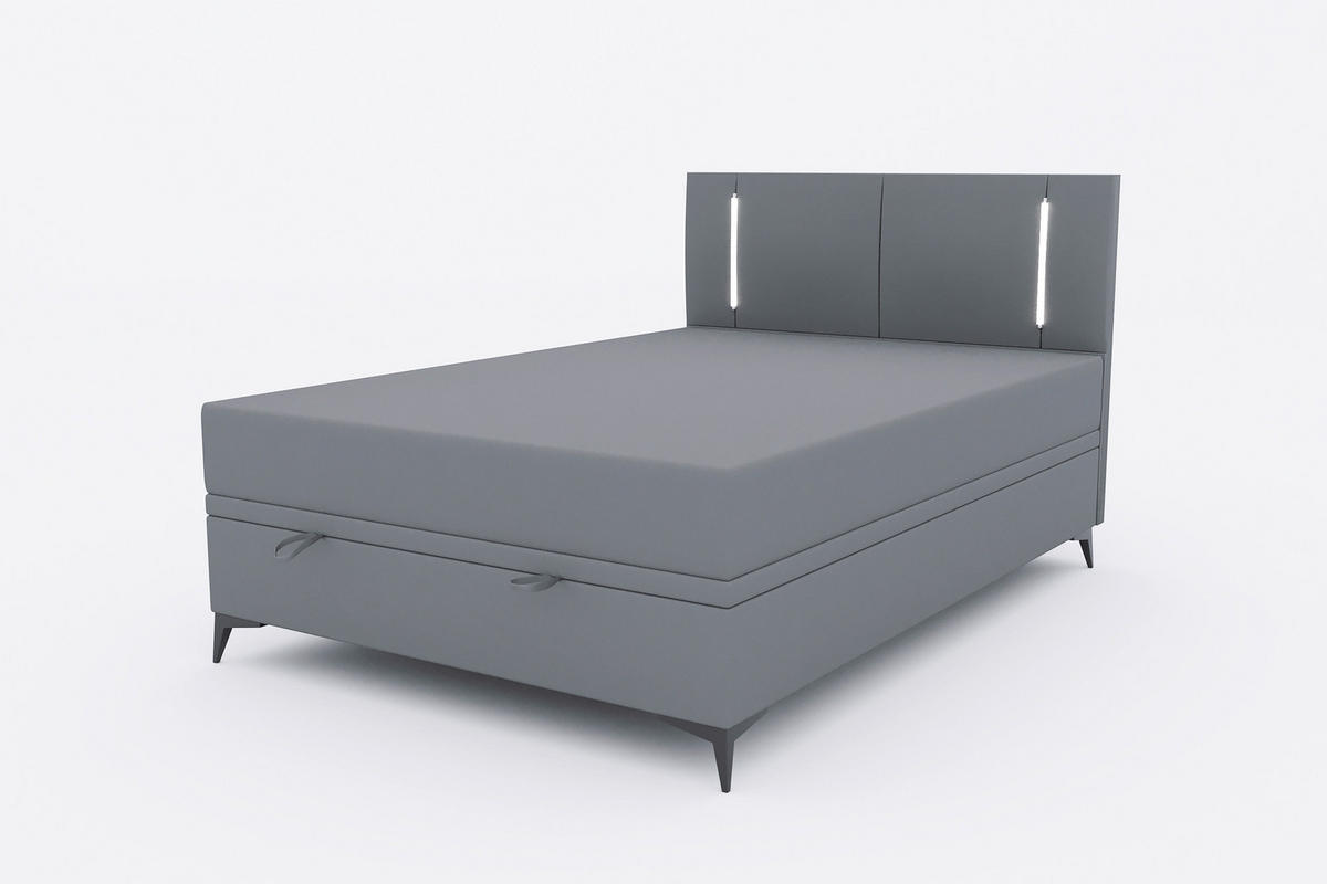BOXBETT 140/200 cm  in Dunkelgrau  - Dunkelgrau/Schwarz, KONVENTIONELL, Textil/Metall (140/200cm) - Modante