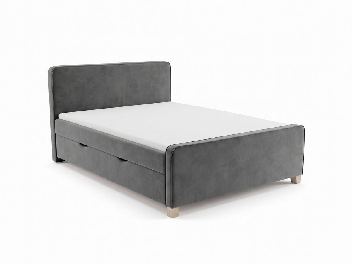 BOXBETT 180/200 cm  in Graphitfarben  - Graphitfarben/Kernbuche, MODERN, Holz/Textil (180/200cm) - MID.YOU