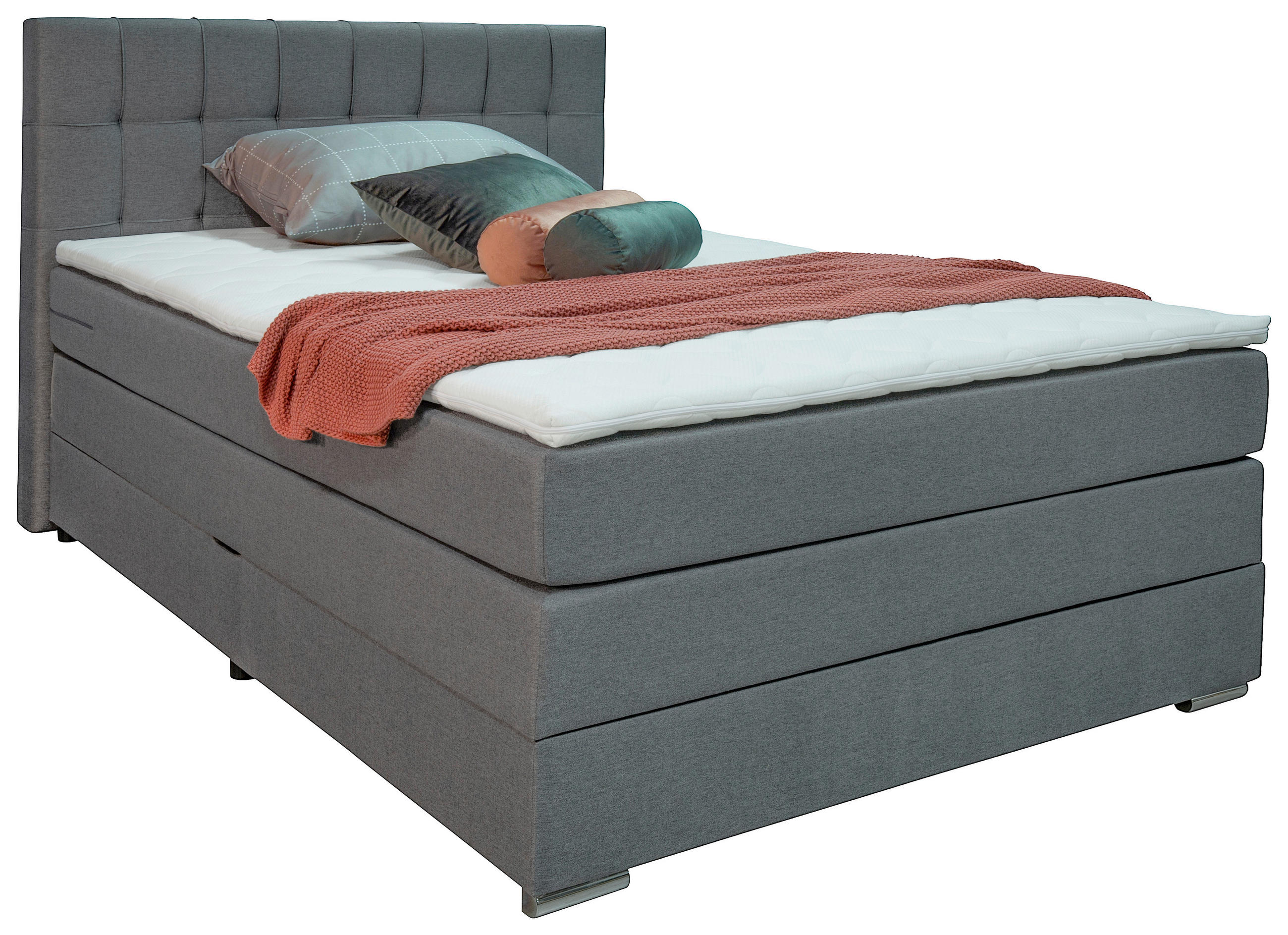 POSTELJA BOXSPRING   x  , les, tekstil, leseni material siva  - siva, Moderno, umetna masa/tekstil (140/200cm) - Hom`in