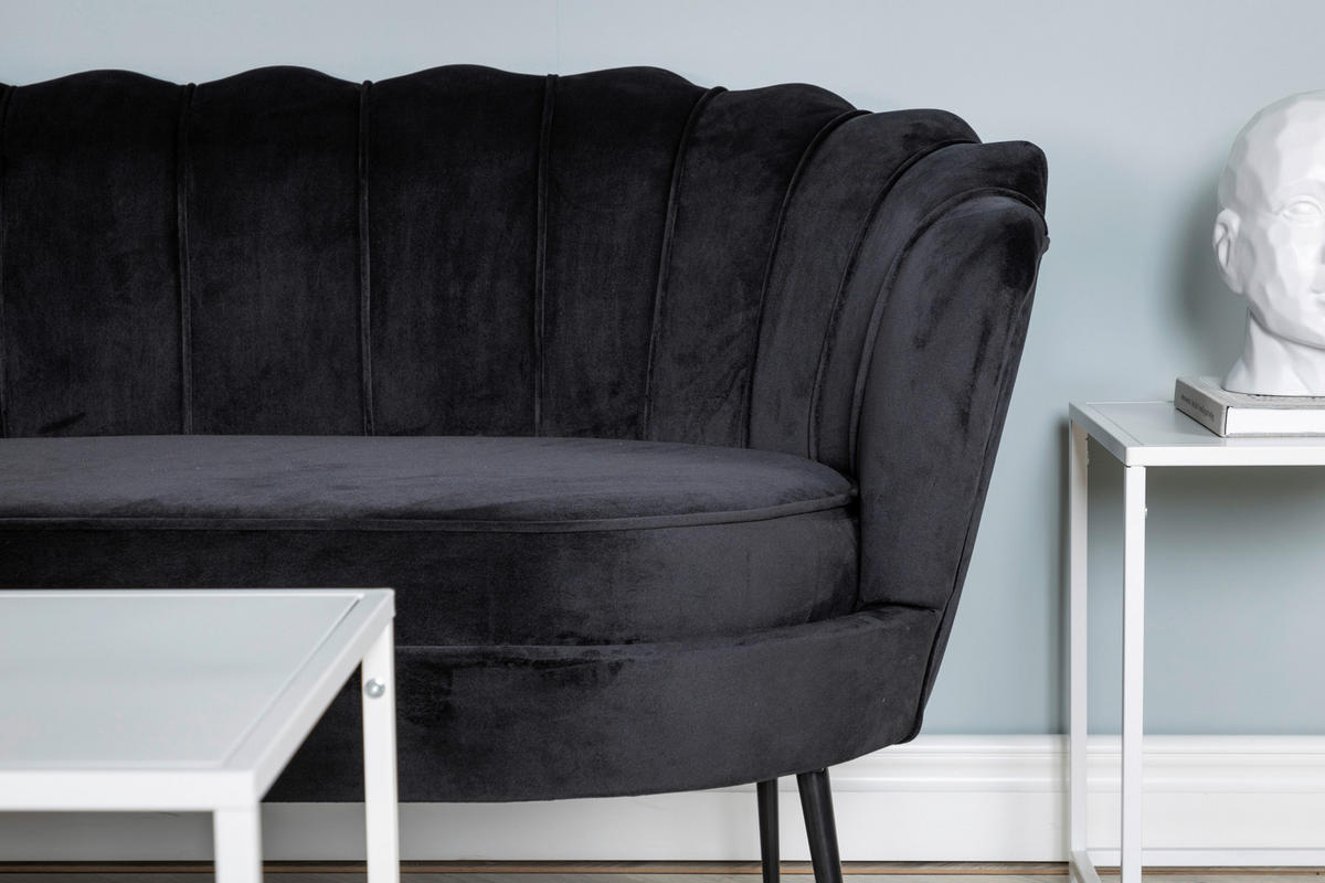 2-SITZER-SOFA in Schwarz  - Schwarz, Design, Textil/Metall (180/78.5/78cm) - Livetastic