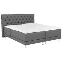 BOXSPRINGBETT 180/200 cm,  in Grau, Matratze, Topper, motorische Verstellbarkeit, Fernbedienung, H3 + H3 = fest  - Blau/Silberfarben, Basics, Holzwerkstoff/Textil (180/200cm) - Welnova