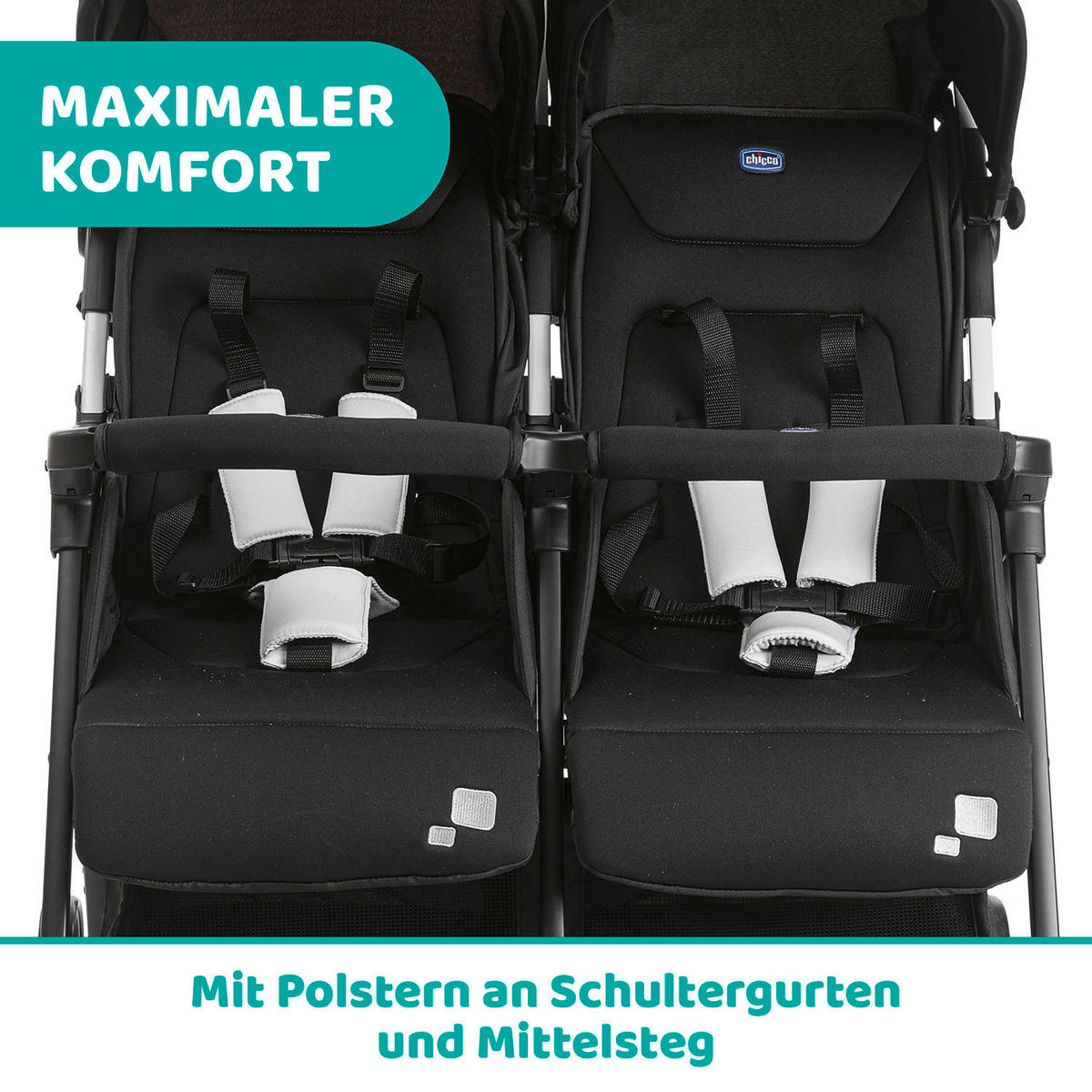 ZWILLINGSWAGEN OHLALÀ TWIN  - Schwarz, Basics, Metall (78/101/88cm) - Chicco