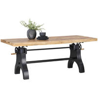 ESSTISCH Mangoholz vollmassiv rechteckig Naturfarben  - Schwarz/Naturfarben, Trend, Holz/Metall (200/90/77,5-93cm) - Ambia Home