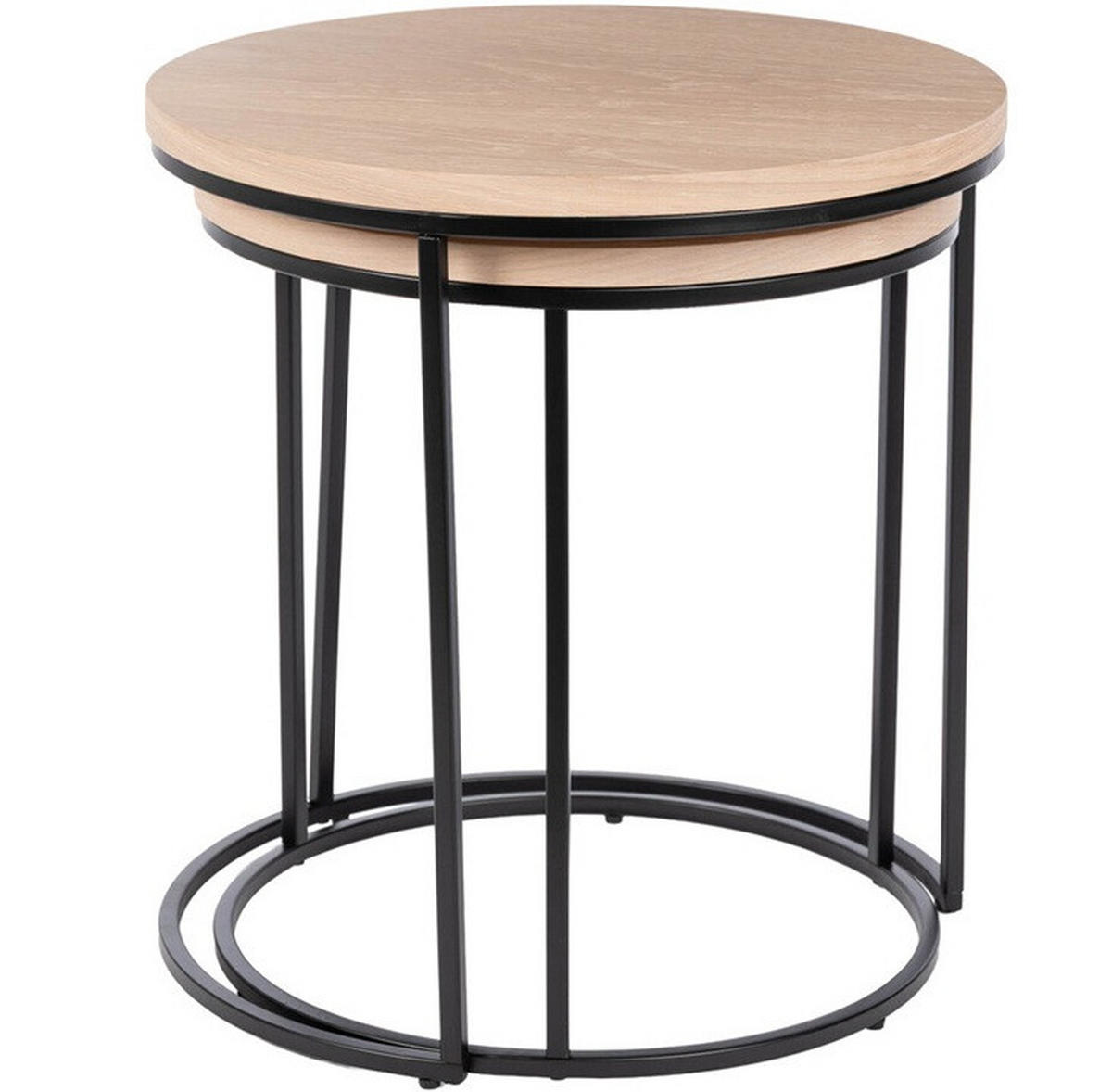 SIDOBORD SET i trä, metall 45/50/45/50/49/54 cm  - ek Bianco/svart, Design, metall/trä (45/50/45/50/49/54cm) - Best Price