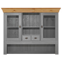 BUFFETAUFSATZ - Laugenfarbig/Grau, ROMANTIK / LANDHAUS, Glas/Holz (143/112/32cm) - Boxxx