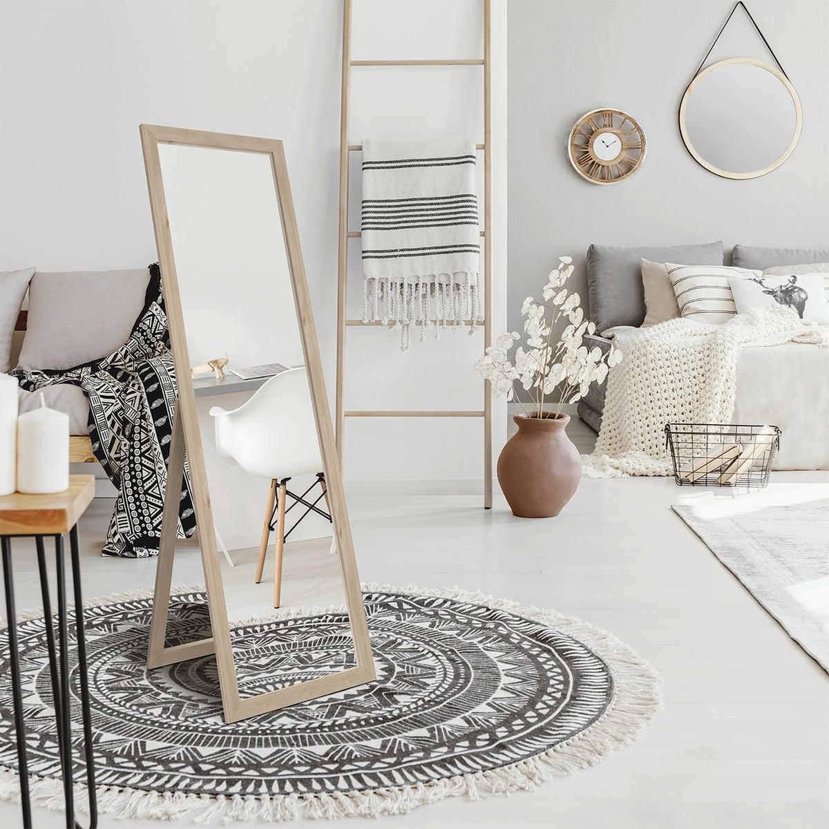 DEKOSPIEGEL  46/146 cm   in rechteckig  - Eichefarben, Basics, Glas/Holz (46/146cm)