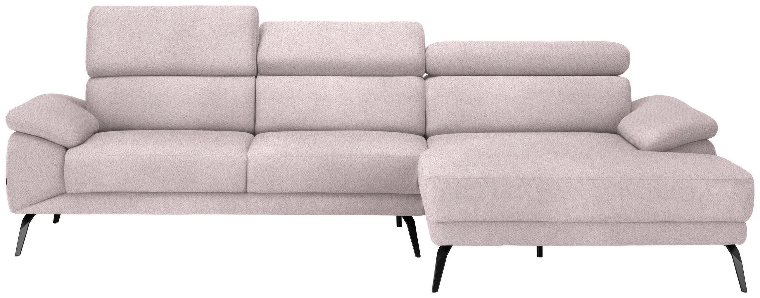 ECKSOFA Hellrosa Velours  - Hellrosa/Schwarz, Design, Textil/Metall (295/187cm) - Novel