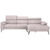 ECKSOFA Hellrosa Velours  - Hellrosa/Schwarz, Design, Textil/Metall (295/187cm) - Novel