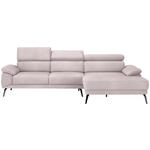 ECKSOFA in Velours Hellrosa  - Hellrosa/Schwarz, Design, Textil/Metall (295/187cm) - Novel