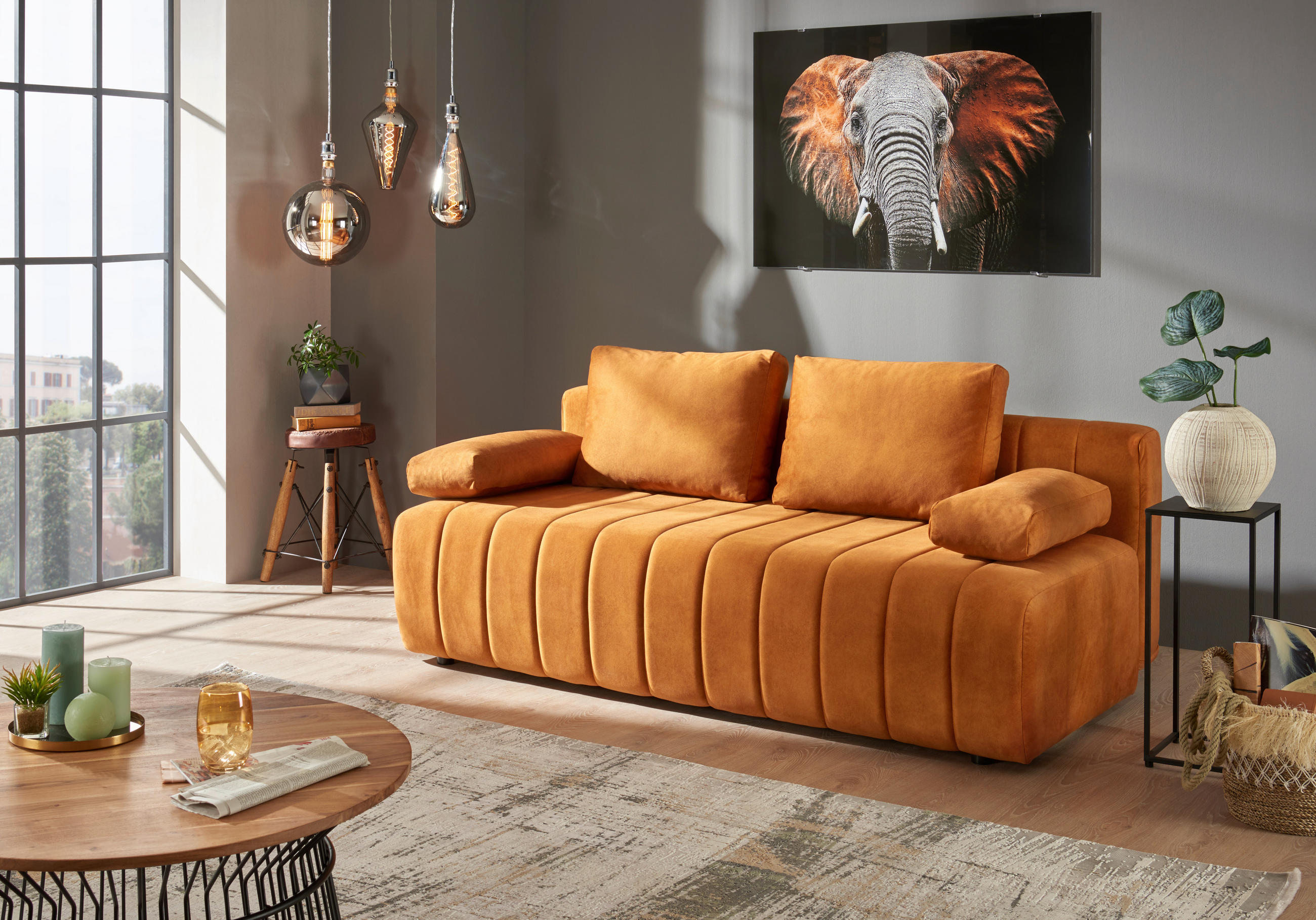 Thumbnail - Mid.you Schlafsofa, Braun, Textil, Uni, 2-Sitzer, Füllung: Schaumstoff, 194x78-87x92 cm, Stoffauswahl, Schlafen auf Sitz...