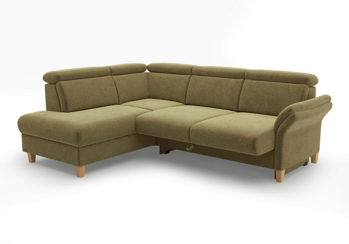 ECKSOFA GLENDALE E Olivgrün Flachgewebe  - Eichefarben/Olivgrün, KONVENTIONELL, Holz/Textil (193/247cm) - Sit & More