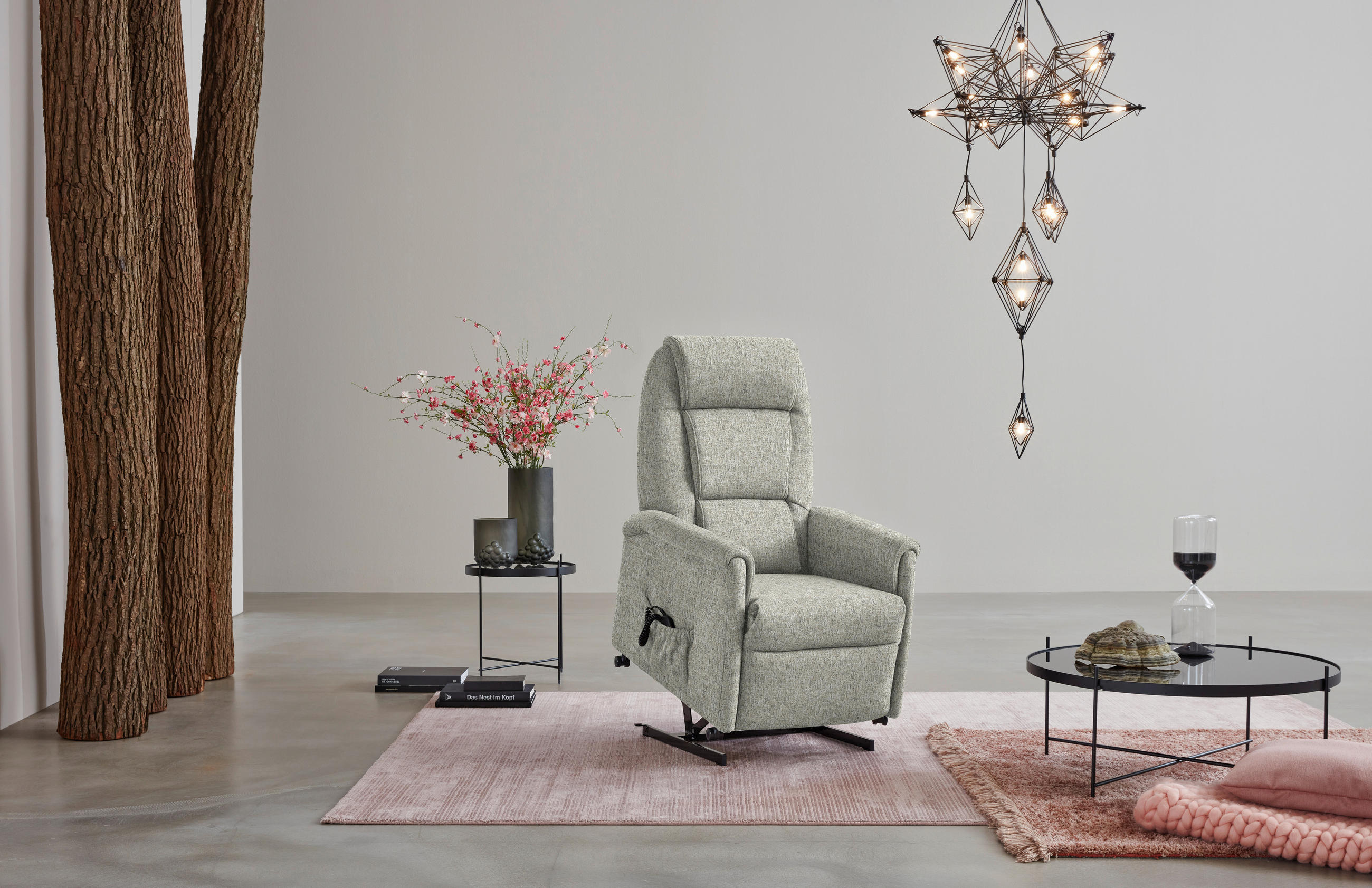 FERNSEHSESSEL in Flachgewebe Ecru  - Ecru/Schwarz, KONVENTIONELL, Kunststoff/Textil (69/105/82cm) - Himolla