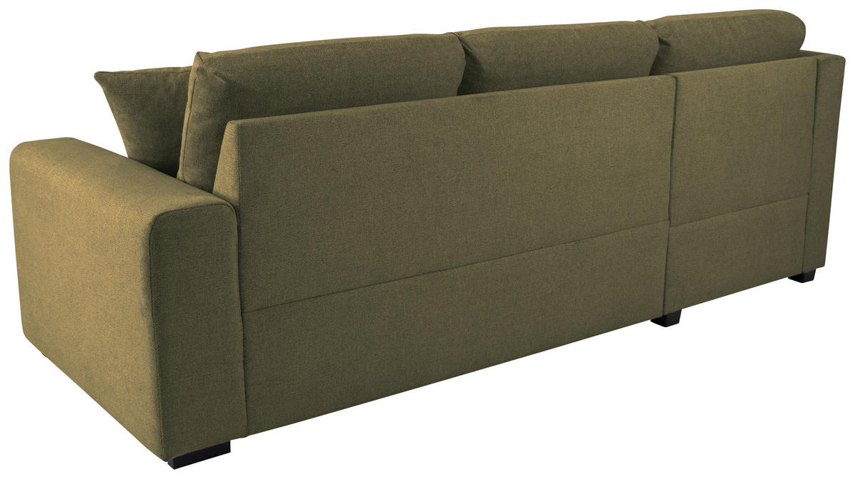 ECKSOFA LUKAS Olivgrün Struktur Zierkissen, Bettkasten  - Olivgrün, Trend, Textil (158/239cm) - P & B