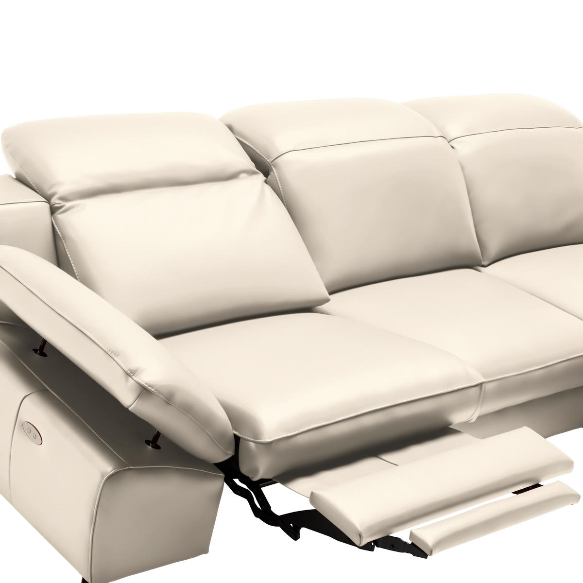 ECKSOFA in Echtleder Beige  286/183 cm  - Beige/Schwarz, Design, Leder/Metall (286/183cm) - Celina Home