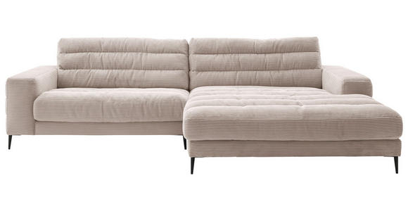 ECKSOFA Ottomane rechts  Taupe Cord  - Taupe/Schwarz, Design, Textil/Metall (296/207cm) - Dieter Knoll
