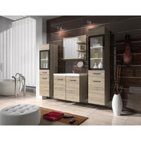 BADEZIMMER 5-teilig 120 cm  - Weiss/Eiche San Remo, Lifestyle, Glas/Holzwerkstoff (120cm) - P & B