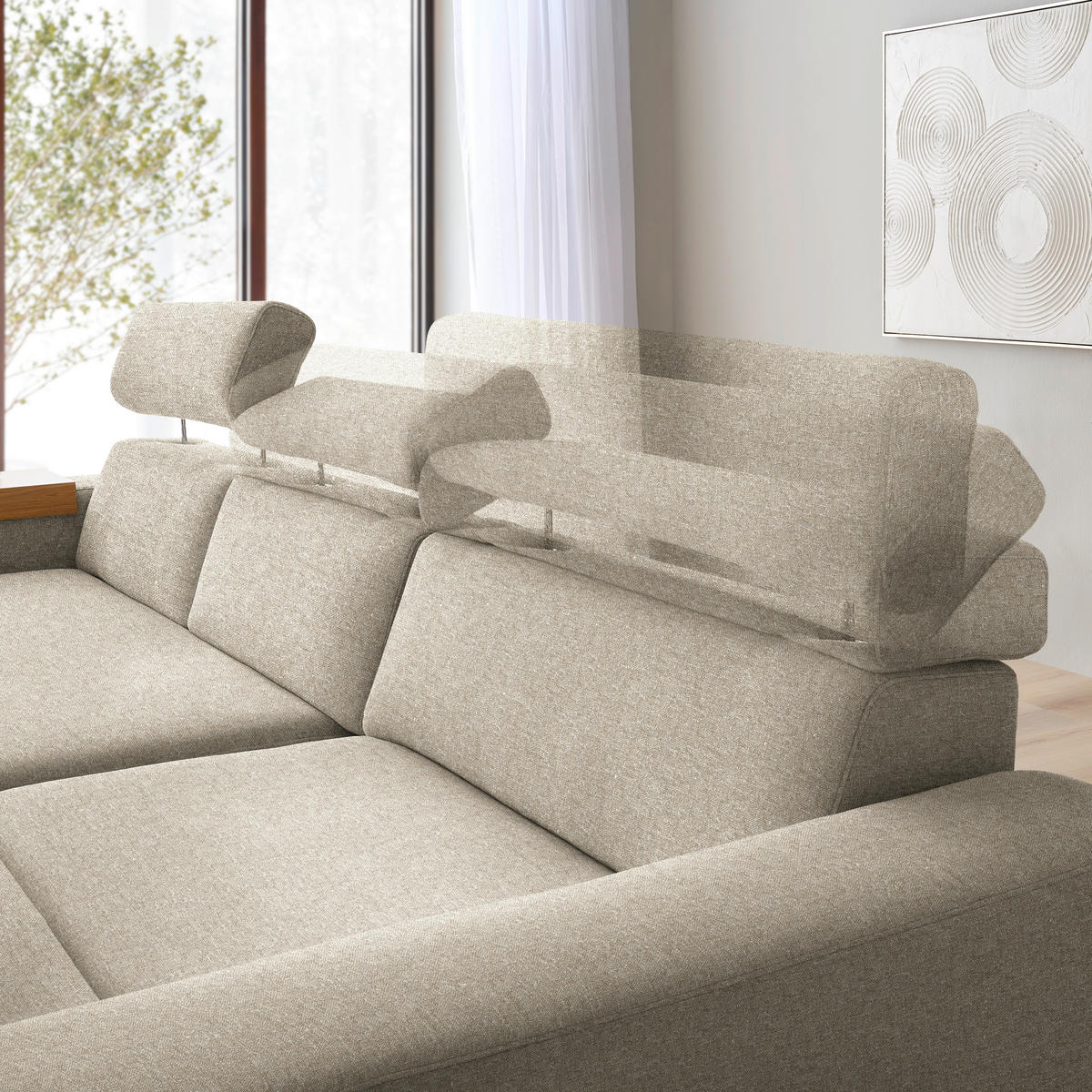 ECKSOFA  in Chenille Sandfarben  316/206 cm  - Sandfarben/Eichefarben, Design, Textil (316/206cm) - Sedda