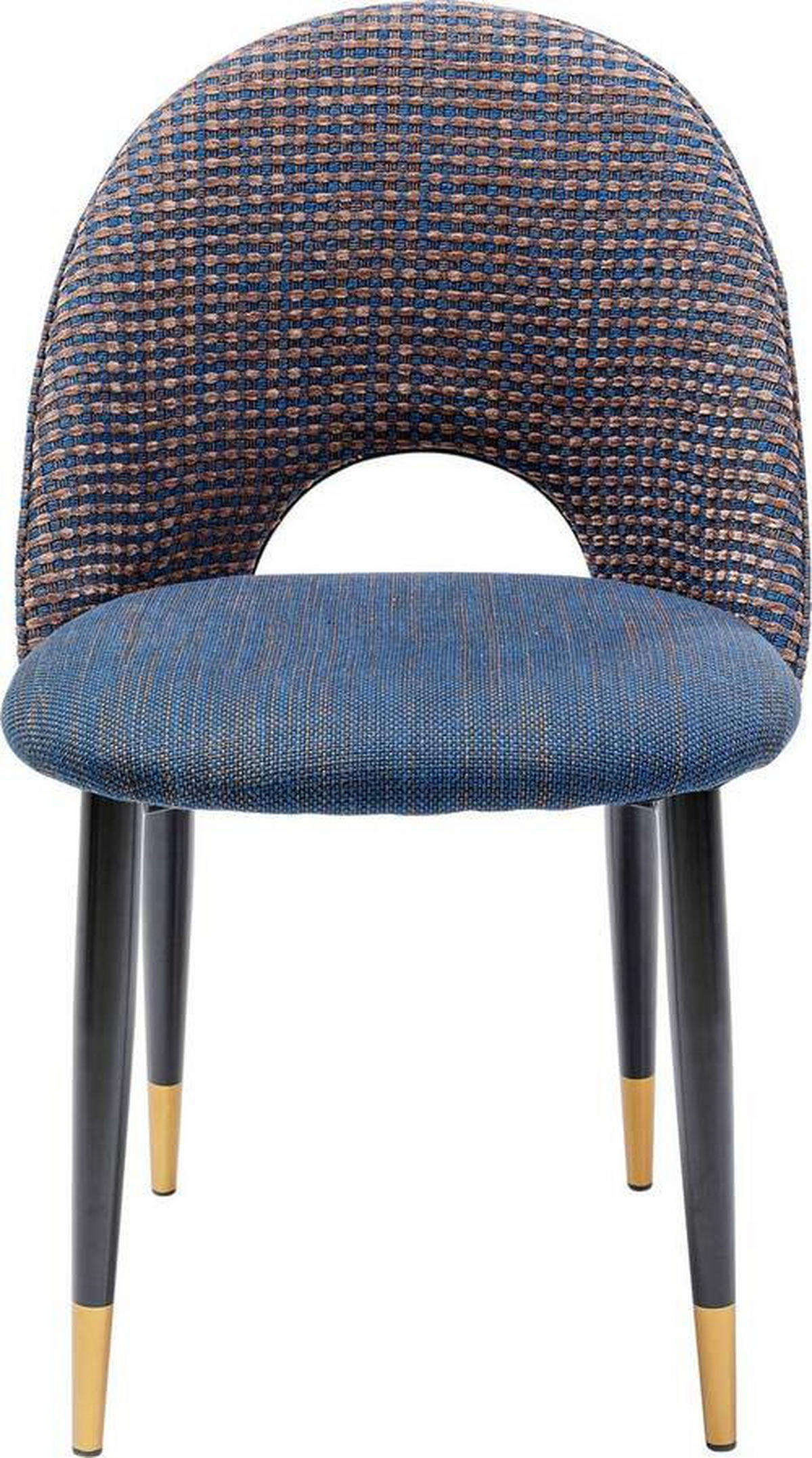 STUHL Webstoff Blau, Schwarz, Goldfarben  - Blau/Goldfarben, Design, Textil/Metall (49/84/54cm) - Kare-Design