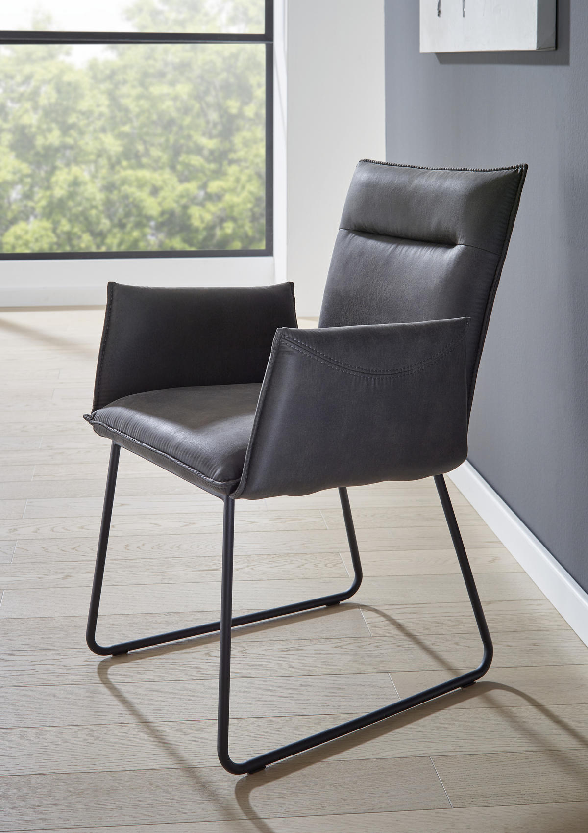ARMLEHNSTUHL  in Mikrofaser  - Anthrazit/Schwarz, Design, Textil/Metall (59/87/62cm) - Valnatura
