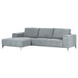 ECKSOFA  in Cord Hellgrau  170/285 cm  - Hellgrau/Schwarz, KONVENTIONELL, Textil/Metall (170/285cm) - Carryhome