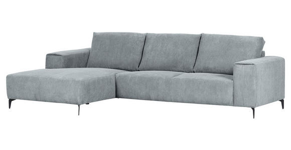 ECKSOFA  in Cord Hellgrau  170/285 cm  - Hellgrau/Schwarz, KONVENTIONELL, Textil/Metall (170/285cm) - Carryhome