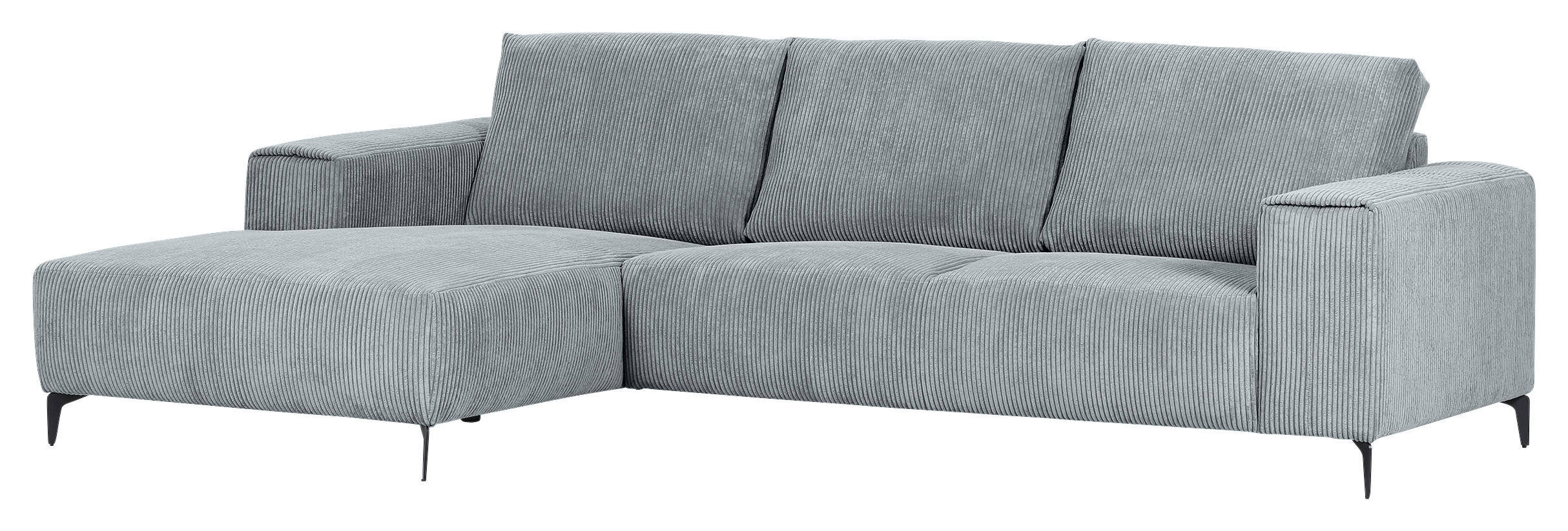 ECKSOFA in Cord Hellgrau  - Hellgrau/Schwarz, Konventionell, Textil/Metall (170/285cm) - Carryhome