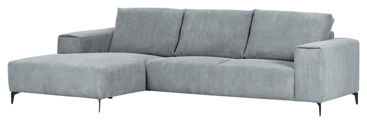 ECKSOFA in Cord Hellgrau  - Hellgrau/Schwarz, Konventionell, Textil/Metall (170/285cm) - Carryhome