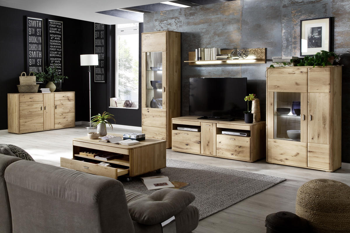 COUCHTISCH in Holz 115/70/45 cm  - Eiche Bianco/Silberfarben, Design, Holz/Kunststoff (115/70/45cm) - Livetastic