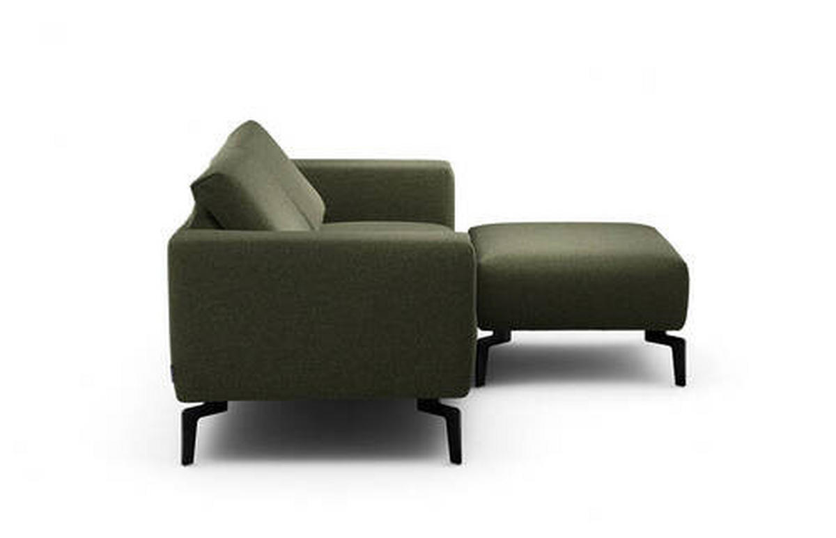 Zweisitzer inkl. Hocker Chenille Waldgrün  - Waldgrün/Schwarz, Design, Textil/Metall (180/86/86-94cm) - SENSOO