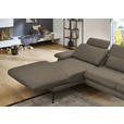 ECKSOFA in Echtleder Greige  180/310 cm  - Greige/Schwarz, Design, Leder/Metall (180/310cm) - Dieter Knoll